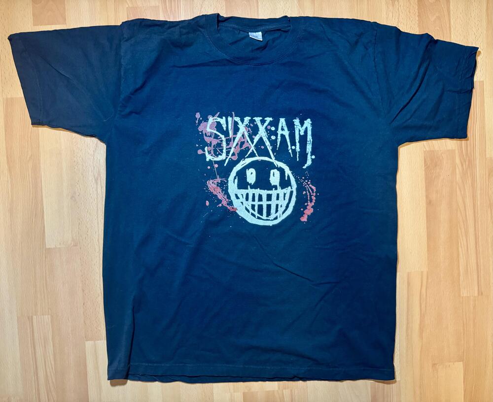 Sixx AM Shirt Mens 3XL Black Band Tee Rock Music Smiley Face Graphic Concert